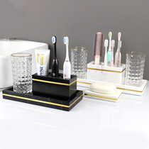 Natural marble rack electric toothbrush non-perforated light luxury toilet mouthwash cup set Bath five-piece set
