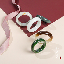 Yushifang Xinjiang Hetian Jade seed material White Jade Jasper and mend sugar jade ink jingle bracelet noble concubine bracelet thick bracelet