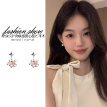High-end sentimental heart earrings womens sterling silver niche unique earrings 2023 new hot style temperament small and cute earrings