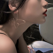 Butterfly Ear Clip Without Earhole Woman Superior Sensation Exaggerated Large Fake Earrings 2021 New Tide Suitable for round-face earrings