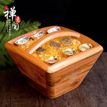 Antique rice bucket ornaments Feicheng peach wood carving Rijin Doo Jinmu Doo Home shop help money jewelry decoration
