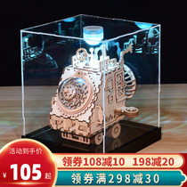 If Morpho Spin Eight-tone Box Sci-fi Music Box Wood Assembled Diy Hand Jigsaw Puzzle Model Toy New Year Gift