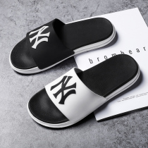 Word-lined male summer non-slip soft bottom house lovers ny tide sign slippers for men slippers beach cool down 45 45 yards 46
