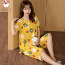Cotton silk air conditioning floral pajamas female mother summer thin section large size cotton cotton short-sleeved pants suit artificial cotton home clothes