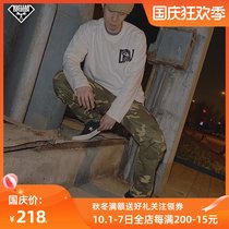 Nuclear explosion retro camouflage straight loose size Middle waist multi-pocket outdoor wild sports casual work trousers