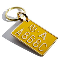Locomotive key creative custom engraving photo motorcycle yellow keychain car tag key plate stainless steel brass