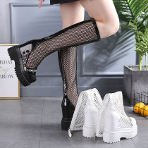 Tremor king 2022 new summer hollowed-out mesh surface breathable high cylinder cool boots children in thick bottom heightening Martin boot tide