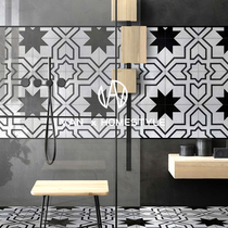 Brahman black and white art toilet toilet small tiles Nordic retro guest restaurant kitchen floral floor tiles