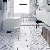Van Nei Nordic bathroom tiles Kitchen tiles Non-slip wear-resistant balcony toilet Bathroom entrance black and white tiles