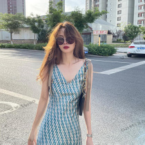 Small sub V collar French style harness with dress and dress small crowdsourced 2022 Summer new womens light extravagant senior feel this wind