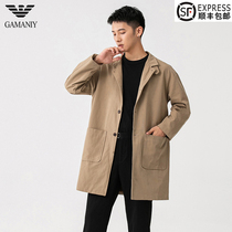 Chiamania brand name 2021 autumn new mens casual windbreaker medium long Korean version of cloak coat tide