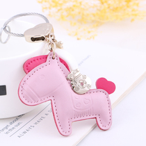 Immediately have money Leather high-end car keychain female cute goddess school bag key pendant exquisite bag pendant