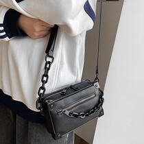 Shoulder Bag Mens trendy brand satchel Japanese pu box bag mens bag simple small bag boys backpack shoulder bag tide