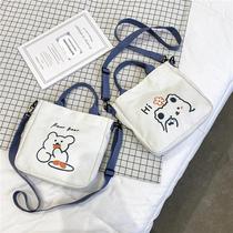 Japanese ins Wind shoulder Cross bag bear cute Hand bag student canvas bag female stationery AY storage bag
