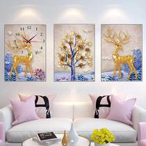Nordic hanging painting decoration painting living room sofa background wall modern simple style wall clock frameless painting clock triplet