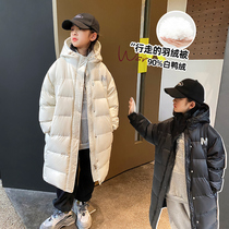 (Spot) girls long down jacket 2021 new knee winter coat in big children Foreign style thick winter clothes