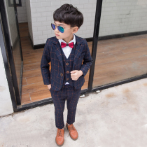 Handsome boy suit suit handsome boy flower girl dress boy suit British childrens performance clothing winter thickening