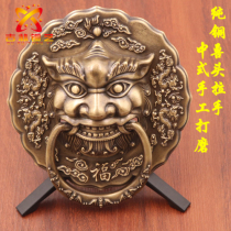 Chinese style large door pull handle ancient bronze beast head door ring lion head kirin head imitation ancient retro wood door pure copper pull ring