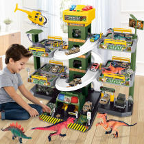 Dinosaur rail car small train break through the big adventure car parking lot children toy boy 3 year old baby puzzle
