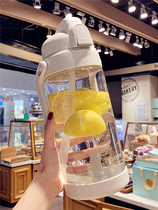 Simple trend adult straw plastic cup Large kettle handy cup Mens and womens fitness sports large capacity water cup