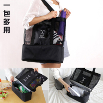 Travel wash bag multi-function large capacity portable grid cosmetic bag dry and wet separation swimming bag waterproof bath bag