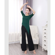 2021 spring and summer new loose dance clothes long-sleeved suit pure cotton womens wide-leg bloomers square dance fitness