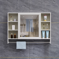  Bathroom mirror cabinet Wall-mounted with shelf Carbon fiber bathroom mirror simple vanity storage cabinet storage list