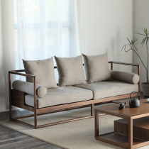 Aesthetics school new Chinese style black walnut solid wood sofa Zen Chinese style model room club living room sofa