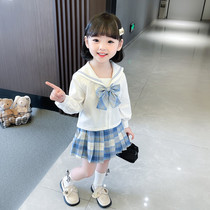 Girl Dress Girl Dress Spring Summer Children Navy Wind Skirts Baby College Feng Shui Hand Pleats Plexu Skirts Kiddie Jk Suit