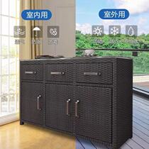 Rattan outdoor Villa doorway shoe cabinet waterproof sunscreen balcony garden special sundries storage cabinet