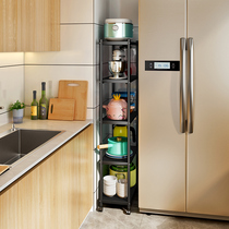 Kitchen slit shelf floor multi-layer pot rack super narrow refrigerator gap 20cm wide 30 small side storage cabinet