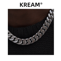 KREAM original double-sided brushed cuban necklace male hip hop female short with cuban link choker