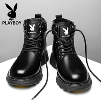 Floral Playboy Martin boots Summer breathable Mens leather Overalls Korean version breathable Inron genuine leather snowy boots Mens shoes