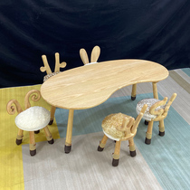 Kindergarten solid wood table and chair set combination childrens wooden table childrens studio early education kindergarten nursery can be customized