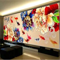 Mona Lisa cross stitch 2021 thread embroidery new living room large blossom rich peony flower goldfish nine fish embroidery