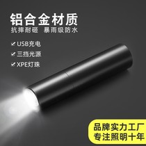 New multifunctional small bright light flashlight usb charging mini portable student holding style outdoor camping light