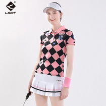 Lingsheng summer badminton suit Womens sportswear quick-drying slim mesh lapel short sleeve tennis suit suit