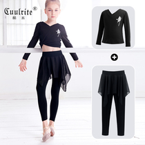Children Dance Suit Pants Practice for the Spring and Autumn Season Girls Latin dance suit Chinese dance with skirt hem dancing girl