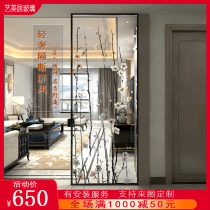 Light luxury art glass screen partition modern simple porch living room dining table transparent carving plum blossom