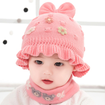 Baby hat autumn and winter infant cotton female baby knitted wool basin hat warm ear protection childrens hat winter thickening