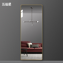 Wufu Xing aluminum alloy full-length mirror Light luxury rounded wall-mounted full-body mirror Clothing store fitting mirror Household floor mirror