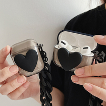 ins dark love AirPods Protective case Pro Apple earphone case drop 1 2 personality hanging chain women soft shell