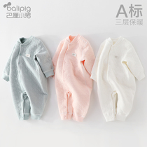 Baby conjoined clothes in autumn thickened newborn children warm clothes 0 months 6 Cotton 1 year old 3 babies autumn and winter