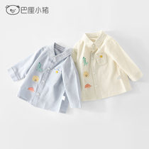 Boy shirt Spring and autumn Children Fried Street Little Boy Shirt Inglém Wind Baby Beating Undershirt Spring Clothing Childrens Blouse