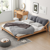 Nordic wind full solid wood bed 1 8 m modern minimalist day style tatami bed double short bed 1 5 small family type main sleeper