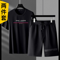 Casual shorts suit mens ice silk five-point pants modal cotton short-sleeved t-shirt 2021 summer thin sports two pieces