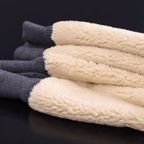 Royal sheep wool warm cotton pants men's women's autumn and winter high waist lamb fleece pants slim padded velvet pants thin