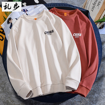 china print coat mens round neck loose harbor style sweater ins tide autumn hoodie big size long sleeve top girl