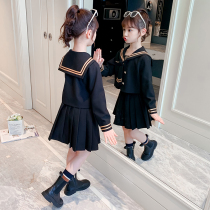 Girl Spring Clothing Dress Dress 2022 New Ocean Gas Great Child Spring Autumn College Wind Long Sleeve Girl Princess Dresses
