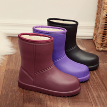 Rain shoes women Garneled anti-slip water shoes Thickened Warm Waterproof Cotton Rain Boots Man Winter Water Boots Cover Shoes Thick Bottom Rubber Shoes